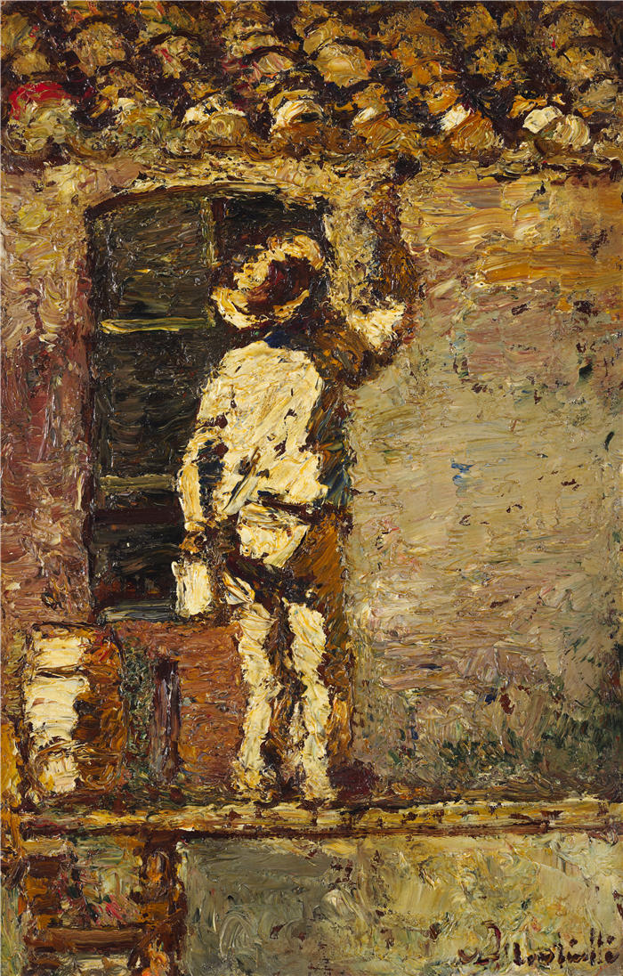 阿道夫·蒙蒂塞利（Adolphe Monticelli，法国画家）高清作品-《一位画家在墙上工作（1875 年）》