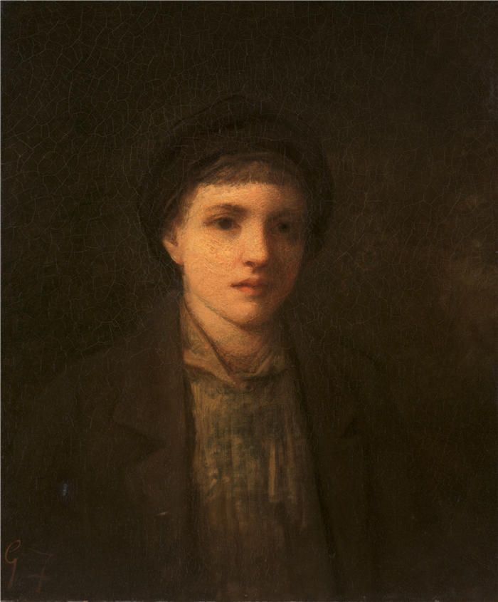 乔治·富勒 (George Fuller，美国画家)高清作品-《男孩的头（1885年之前）》