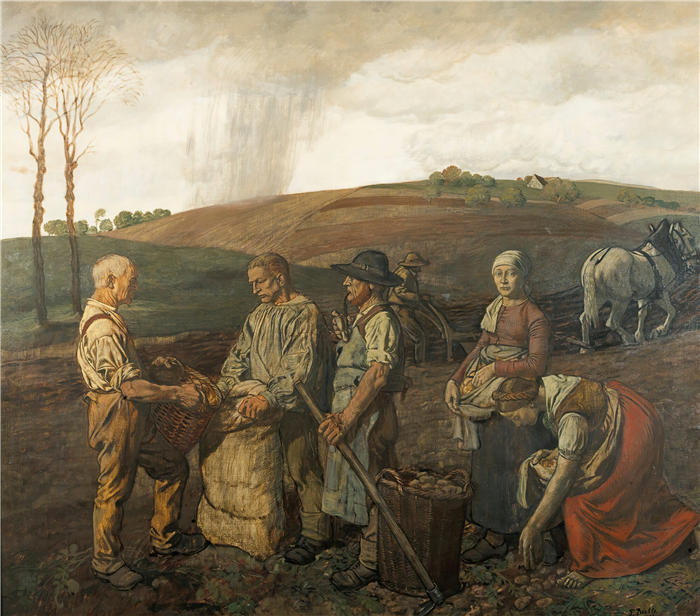 弗里茨·伯勒（Fritz Boehle，德国）作品-马铃薯收获 (1899)