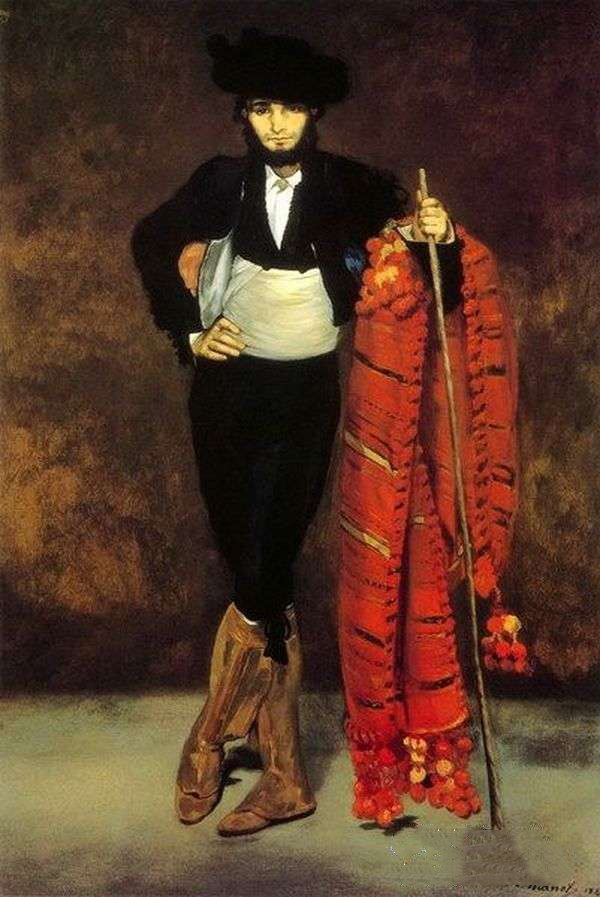 马奈《着西班牙传统服装的年轻人》 马奈油画作品-法国