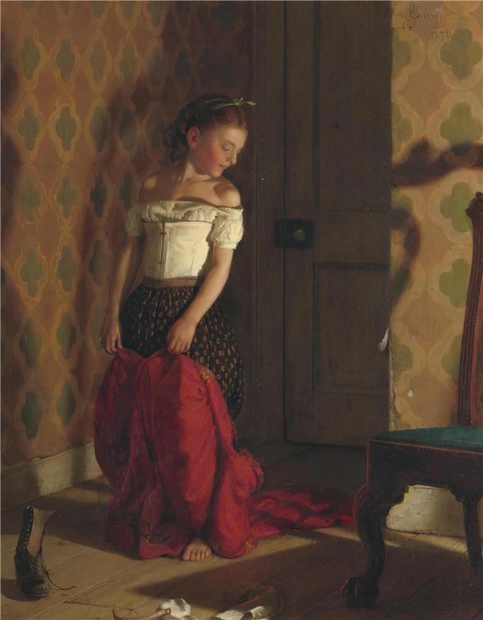 西摩·约瑟夫·盖伊(Seymour Joseph Guy,美国画家)作品-相信(1870)