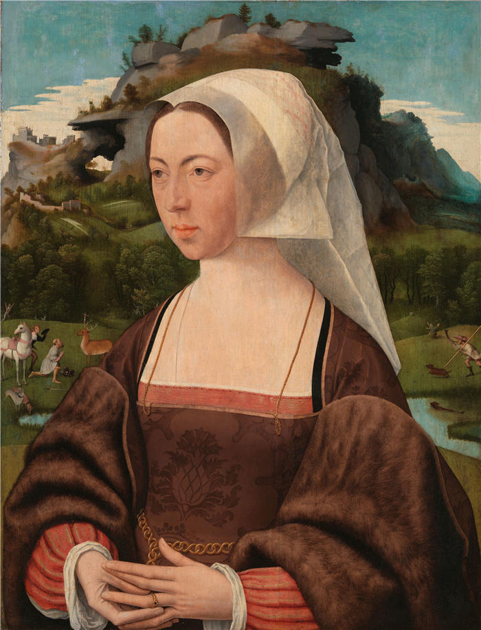 扬·莫斯塔特（Jan Mostaert，荷兰画家）高清作品-一个不知名女人的肖像（约 1525 年）