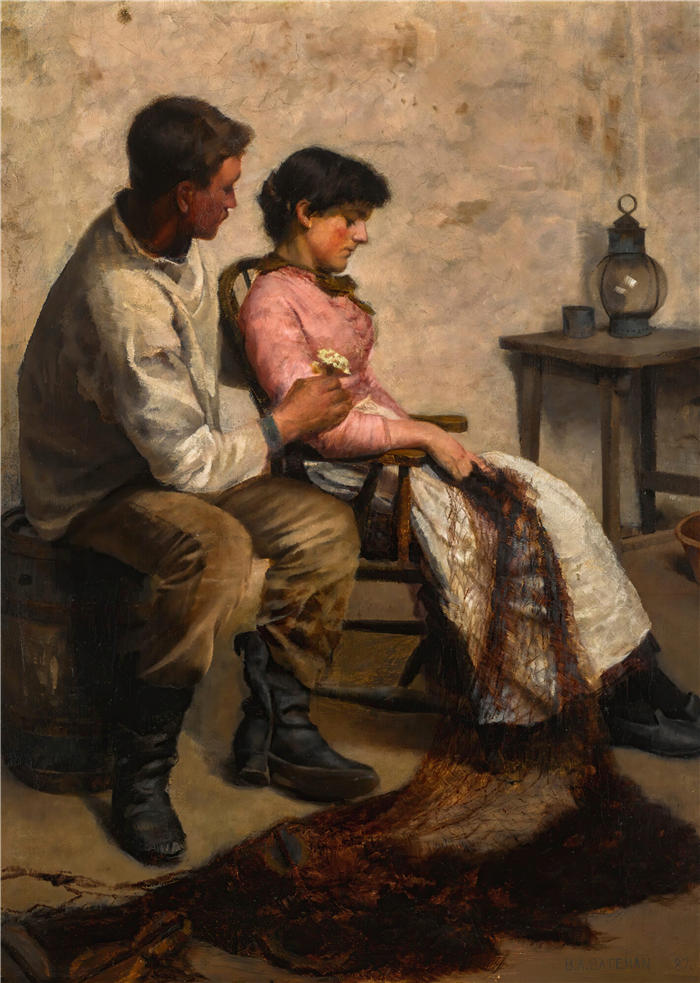 本杰明·亚瑟·贝特曼(Benjamin Arthur Bateman,英国,1847-1894)作品-求爱 (1887)