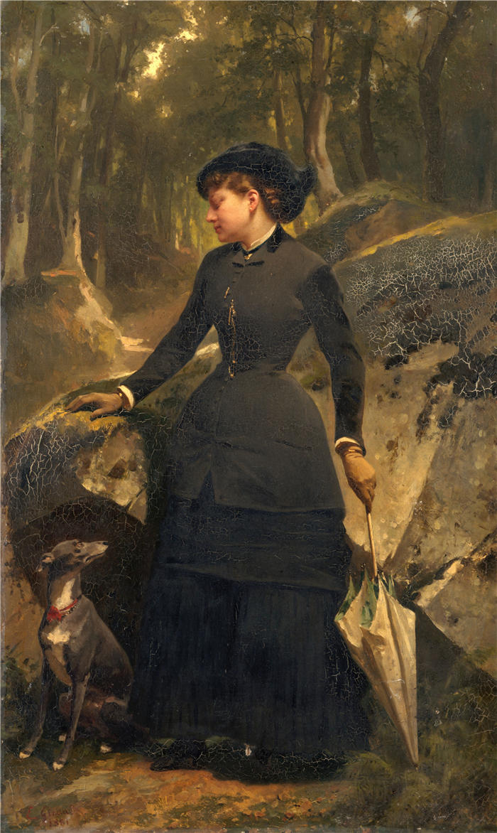 欧仁·吉罗（Eugène Giraud，法国画家）高清作品-《画家 Charles Giraud 的女儿》