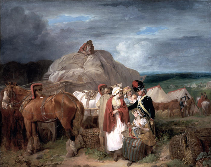 弗朗西斯·惠特利(Francis Wheatley,英国画家)高清作品-《与卖丝带的乡下妇女的战士》