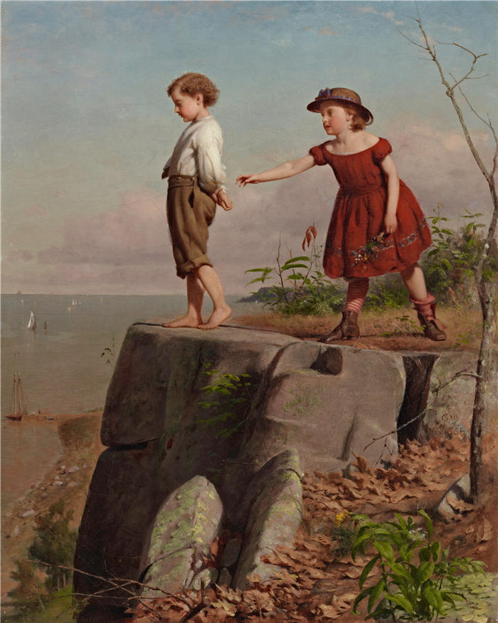 西摩·约瑟夫·盖伊(Seymour Joseph Guy,美国画家)作品-无意识危险 (1865)