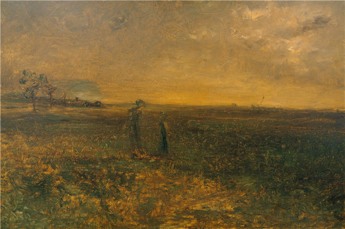 乔治·富勒 (George Fuller，美国画家)高清作品-《草原上的黄昏》