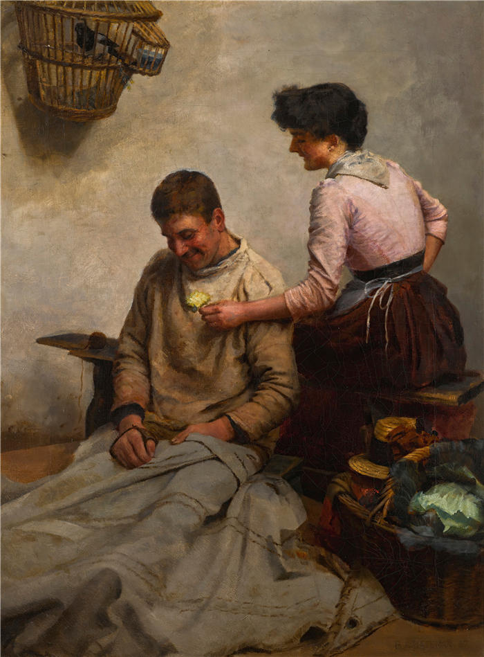 本杰明·亚瑟·贝特曼(Benjamin Arthur Bateman,英国,1847-1894)作品-婚姻 (1887)