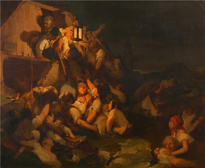 彼得·芬迪(Peter Fendi，奥地利画家)作品-《多瑙河洪水场景（1830）》