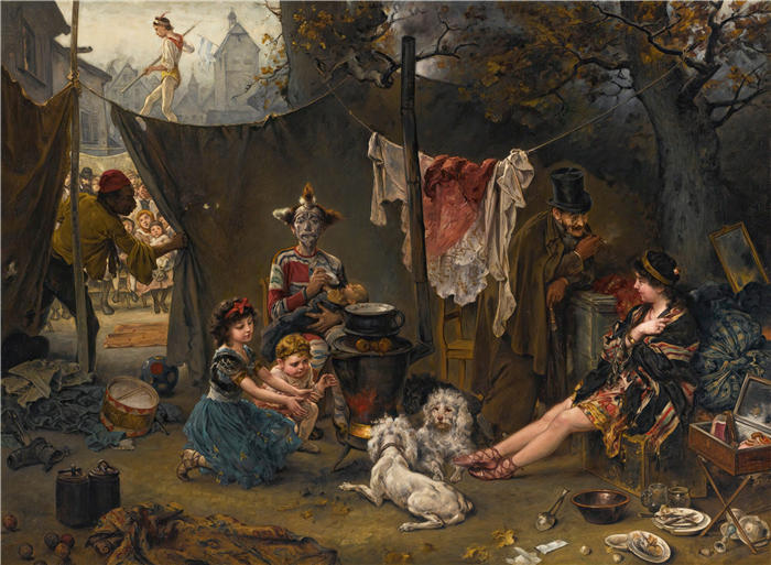 路德维希·克瑙斯（Ludwig Knaus，德国画家）高清作品-《幕后花絮》