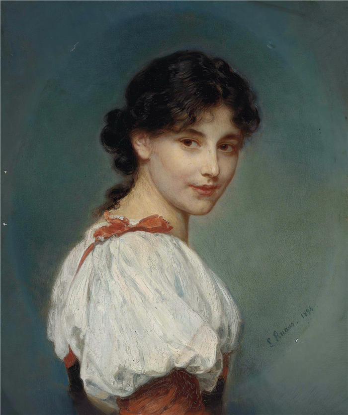 路德维希·克瑙斯（Ludwig Knaus，德国画家）高清作品-《意大利女孩 (1894)》