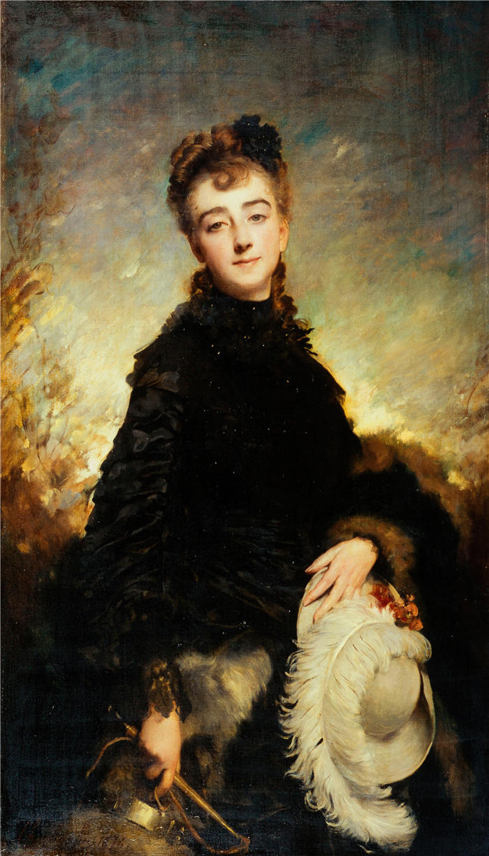 查尔斯·卓别林（Charles Chaplin，法国画家）高清作品-《一个女人的肖像（1876）》