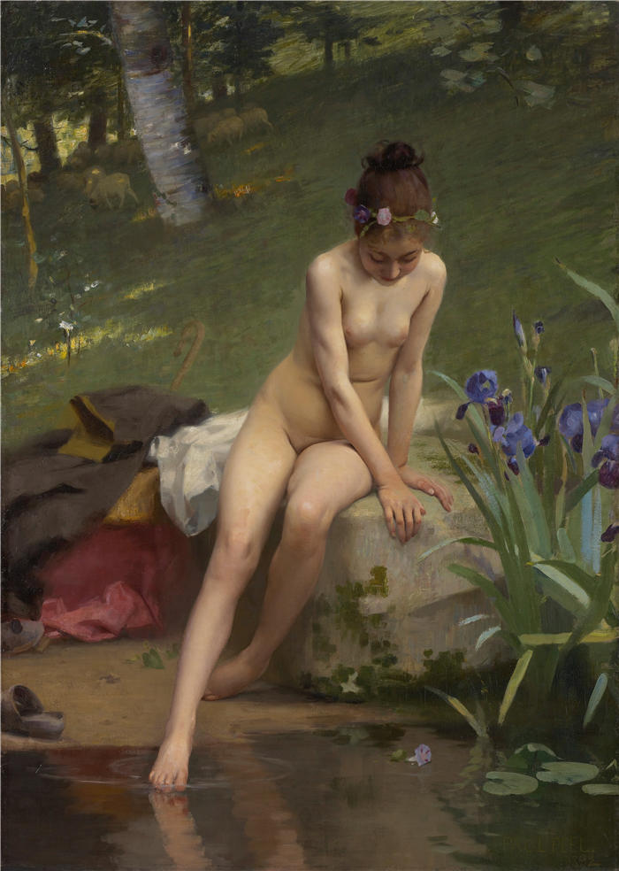 保罗·皮尔（Paul Peel，加拿大画家）作品-小牧羊女 (1892)