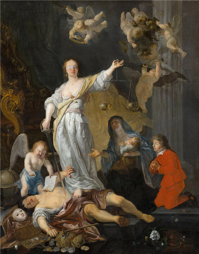 加布里埃尔·梅苏（Gabriël Metsu，荷兰画家）高清作品-《正义的胜利 (C. 1655 - 1660)》