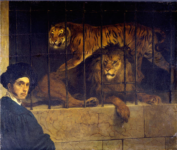 弗朗西斯科·海耶兹（ Francesco Hayez，意大利画家）高清作品-《老虎和狮子的自画像（约 1830 年）》