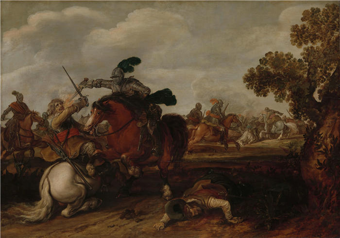 扬·马岑·德容格（Jan Martszen de Jonge ，荷兰画家）作品-骑兵冲锋 (1629)
