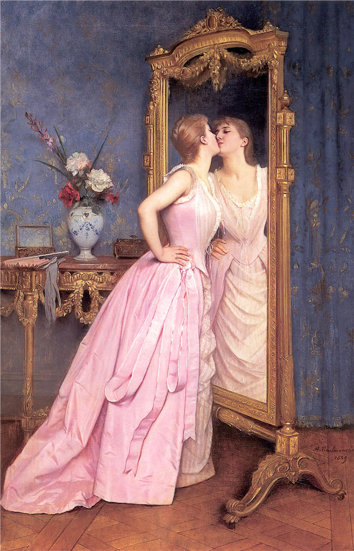奥古斯特·图尔穆什（Auguste Toulmouche，法国画家）高清作品-《虚荣心（1870）》