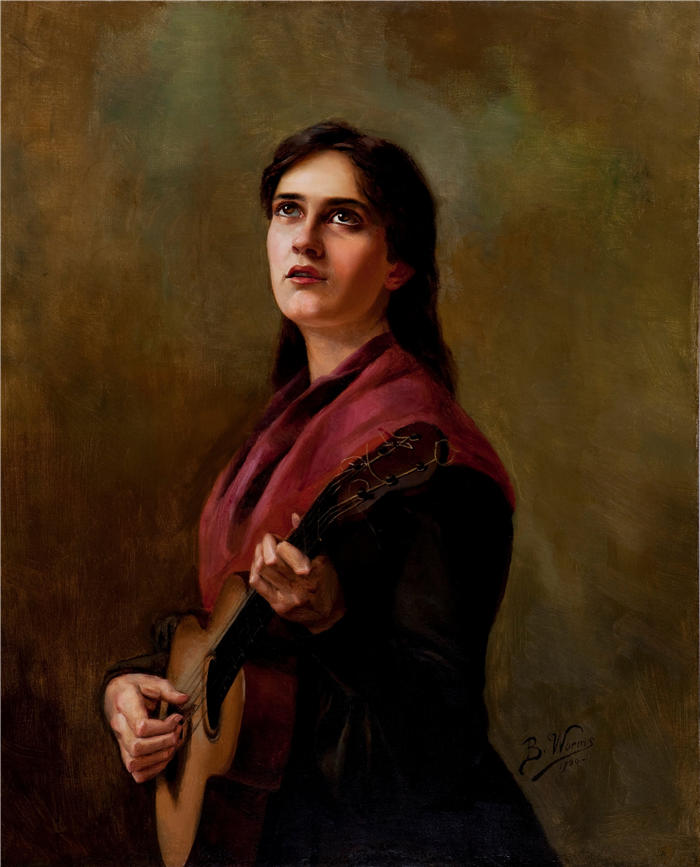 贝特·沃姆斯(Berthe Worms ，法国, 1868 - 1937)作品-感伤之歌