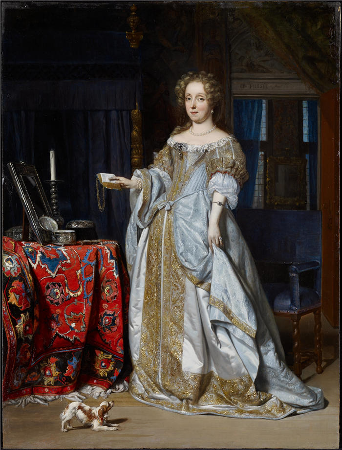 加布里埃尔·梅苏（Gabriël Metsu，荷兰画家）高清作品-《Lucia Wijbrants 的肖像（1667 年）》