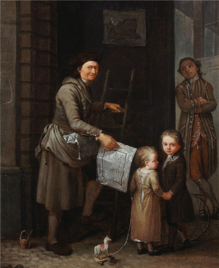 艾蒂安热拉（ Etienne Jeaurat，法国画家）高清作品-《海报粘贴（1735-1740）》