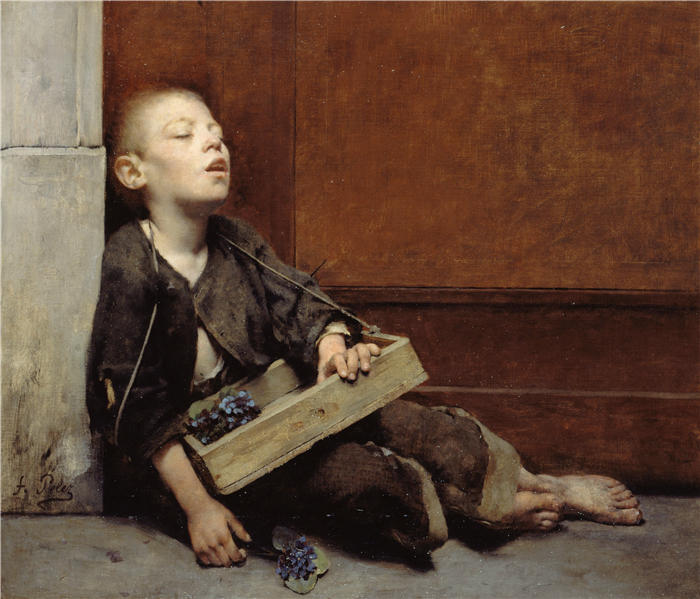 费尔南德·佩雷斯（Fernand Pelez，法国画家）高清作品-《紫罗兰色马尔尚 (1885)》