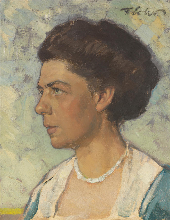 弗里茨·厄勒（Fritz Erler，德国画家）高清作品-《奥尔加·埃勒肖像（约1905-1907年）》