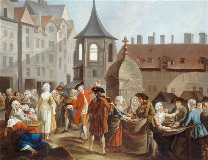 艾蒂安热拉（ Etienne Jeaurat，法国画家）高清作品-《哈勒豌豆松鸡（1759）》