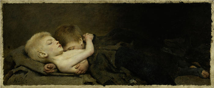 费尔南德·佩雷斯（Fernand Pelez，法国画家）高清作品-《悲惨的巢穴（1887）》