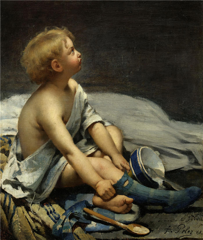 费尔南德·佩雷斯（Fernand Pelez，法国画家）高清作品-《曼萨德的孩子（1881年）》