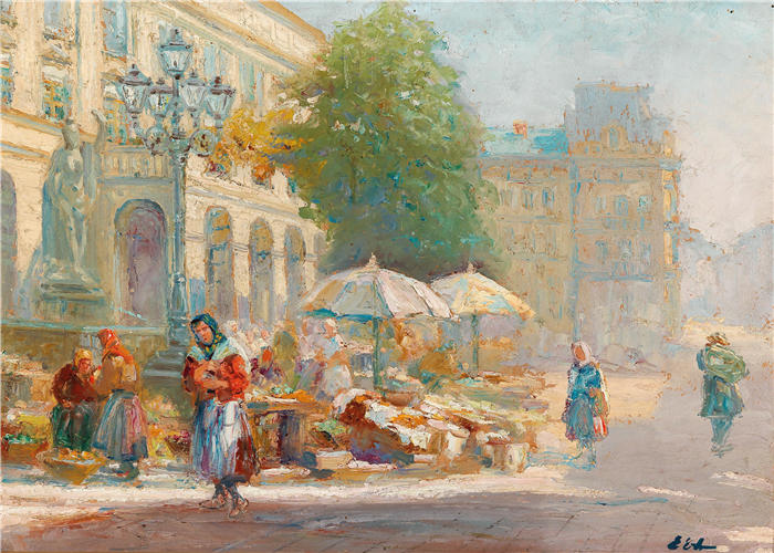 厄诺尔布（Erno Erb，波兰人，1878-1943 年）作品-利沃夫市场
