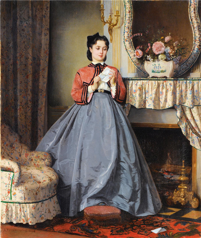 奥古斯特·图尔穆什（Auguste Toulmouche，法国画家）高清作品-《情书 (1863)》