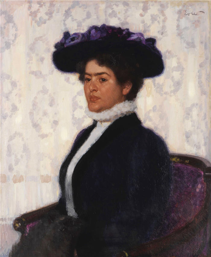 弗里茨·厄勒（Fritz Erler，德国画家）高清作品-《艺术家的妻子（1910）》