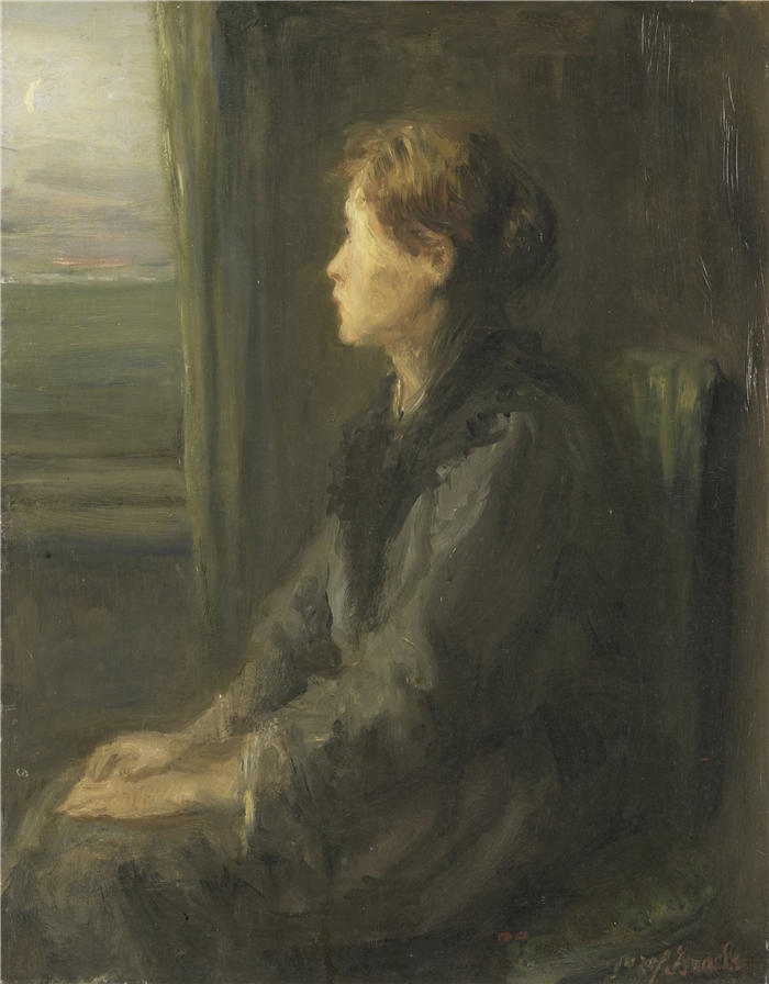 约瑟夫·以色列（Jozef Israëls，荷兰画家）作品-《窗边的女人 (1880 - 1911)》