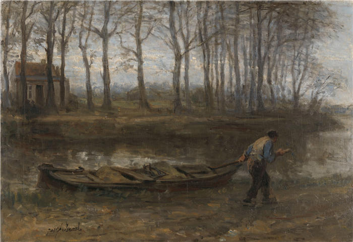 约瑟夫·以色列（Jozef Israëls，荷兰画家）作品-《沙驳船人 (1887)》