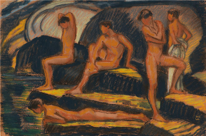 路德维希·冯·霍夫曼（Ludwig von Hofmann，德国画家）高清作品-《巴登德·容根 (1915)》