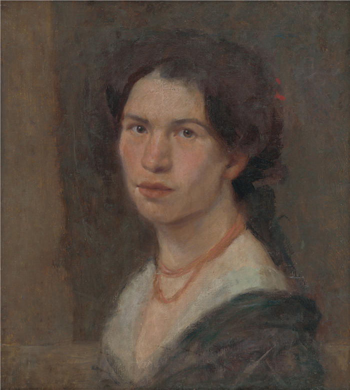 米兰·托姆卡·米特洛夫斯基（Milan Thomka Mitrovský，斯洛伐克画家）作品-《艺术家约纳索瓦的肖像（1910 年）》