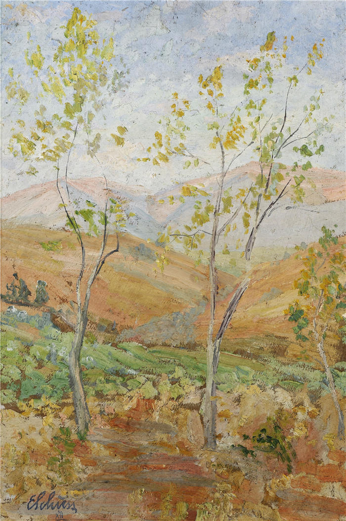 恩斯特·希斯（Ernst Schiess，瑞士画家）高清作品-《科西嘉山脉（1912）》