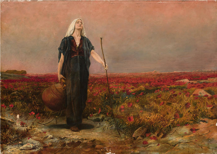 布鲁诺·皮格海因（Bruno Piglhein，德国画家，1848-1894 年）作品-田野里的盲女（1889）
