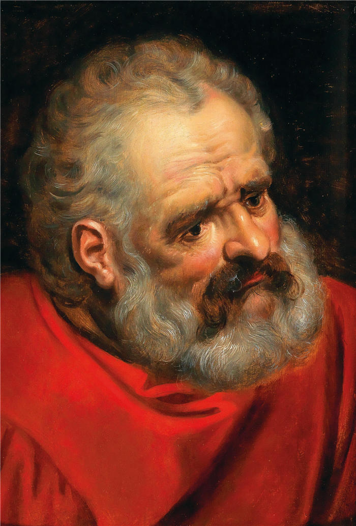 弗兰斯·弗洛里斯（Frans Floris，比利时画家）高清作品-《一个穿着红色斗篷的大胡子老人》
