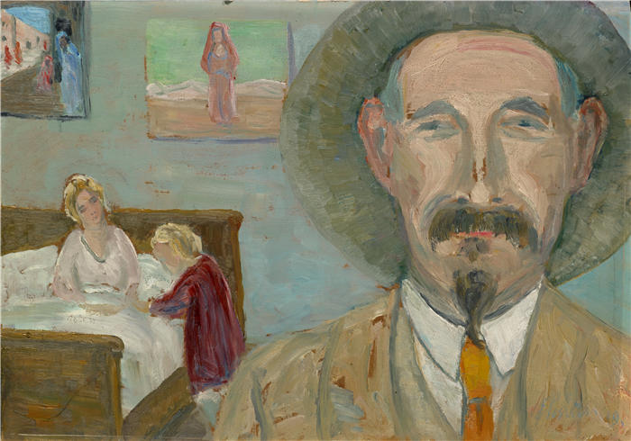 恩斯特·希斯（Ernst Schiess，瑞士画家）高清作品-《自画像三（1919）》