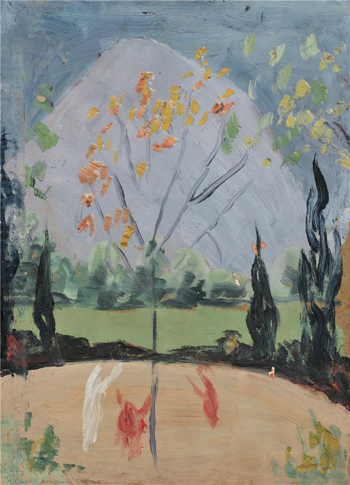 恩斯特·希斯（Ernst Schiess，瑞士画家）高清作品-《圣萨尔瓦托秋天的树》