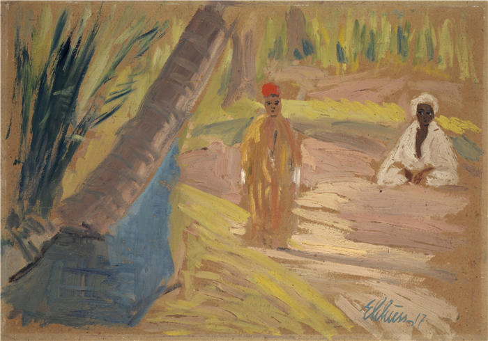恩斯特·希斯（Ernst Schiess，瑞士画家）高清作品-《在绿洲 (1917)》