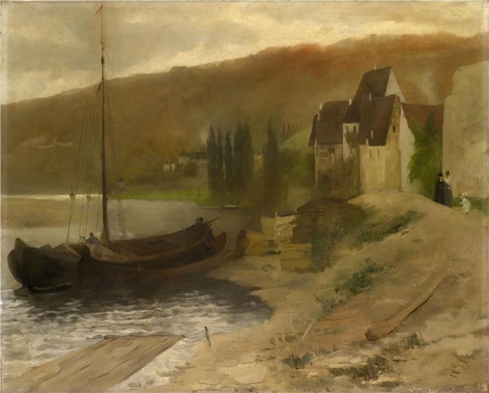 恩斯特·希斯（Ernst Schiess，瑞士画家）高清作品-《美因河景观 （1872 年）》