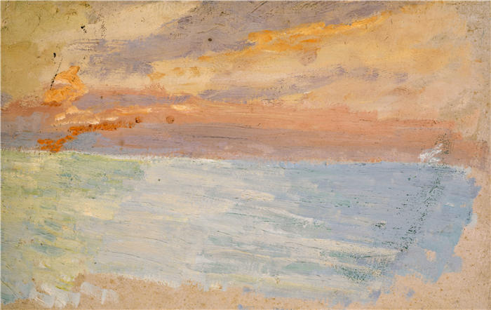 恩斯特·希斯（Ernst Schiess，瑞士画家）高清作品-《夕阳下的大海》