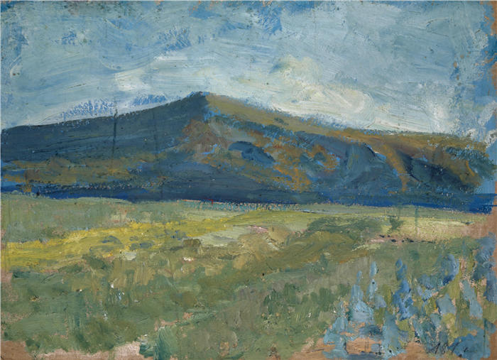 恩斯特·希斯（Ernst Schiess，瑞士画家）高清作品-《平原与光秃秃的山》