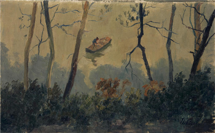 恩斯特·希斯（Ernst Schiess，瑞士画家）高清作品-《水边的树》