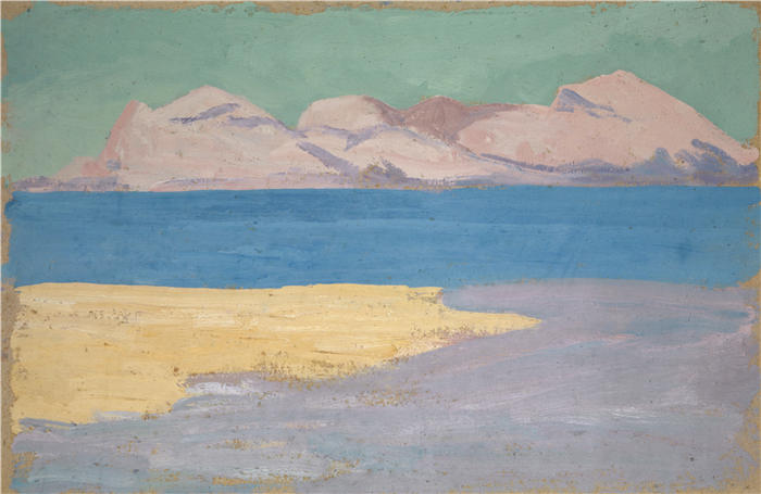 恩斯特·希斯（Ernst Schiess，瑞士画家）高清作品-《内陆海和遥远的山脉》