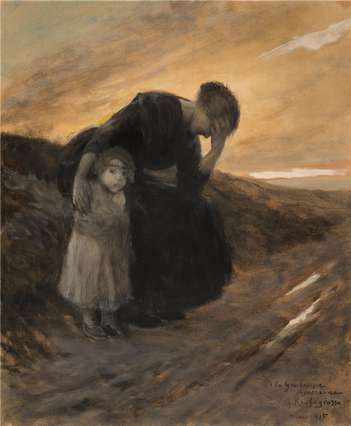 乔治·安托万·罗切格罗斯（Georges Antoine Rochegrosse，法国画家）高清作品-《难民 (1915)》