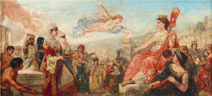 切萨雷·戴尔阿夸（Cesare Dell'acqua，意大利画家）作品-Triest 寓言研究（1875 年）
