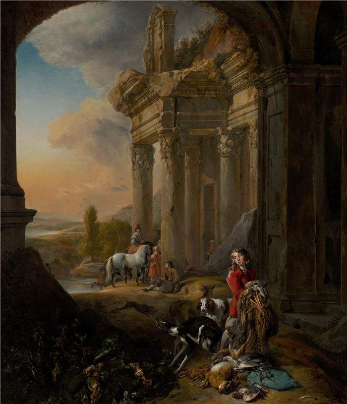 扬·巴普蒂斯特·维尼克斯(Jan Baptist Weenix,荷兰画家)高清作品-《狩猎之后(约 1656 年)》